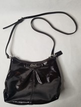 Vintage Y2K Coach &quot;Ashley&quot; Dark Brown Patent Leather Crossbody Swingpack CA4 - £20.54 GBP