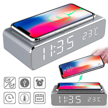 Alarm Clock QI Wireless Charger For iphone Samsung Huawei With Digital T... - £23.64 GBP