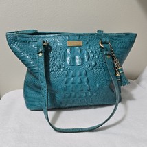 Brahmin Turquoise Croc Leather Tote Purse / Gold Hardware Retired READ - $3,502.99 MXN