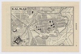 1952 Vintage City Map Of Kalmar / Sweden - $25.43