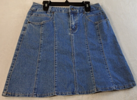 Christopher &amp; Banks A Line Skirt Womens Petite 2 Blue Denim Pockets Belt... - $15.69