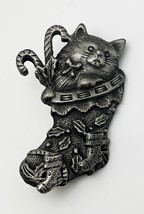 Cat in Christmas Sock Brooches Pin Women Fashion Jewelry Gift - £7.02 GBP