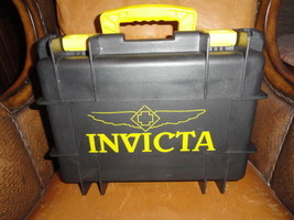Invicta watch carrying case in grey with yellow handles holds 8 watches - $145.00