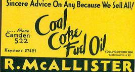 R. McALLISTER (Pennsylvania) vintage 3-1/2&quot;x6&quot; advertising blotter Coal Coke Oil - £7.90 GBP