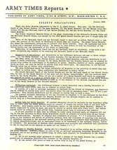 ARMY TIMES REPORTS January 1954 4-page newsletter   ** - $9.89