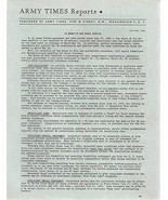 ARMY TIMES REPORTS October 1953 4-page newsletter - $9.89