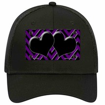 Purple Black Chevon Hearts Novelty Black Mesh License Plate Hat - £23.24 GBP