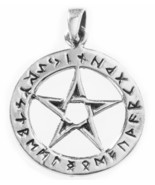 Pentagram Rune Pendant in 925 Silver – Norse Protection Amulet, 3.4 cm - €25,63 EUR