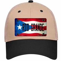 Rio Grande Puerto Rico Flag Novelty Khaki Mesh License Plate Hat - £22.79 GBP
