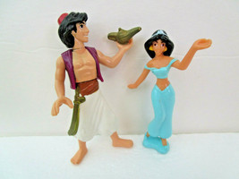 Articulated Action Figure Aladdin w/LAMP &amp; Jasmine Disney Pvc Cake Topper - £5.31 GBP