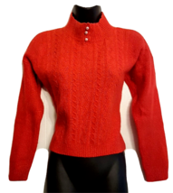 Spice of Life RED SWEATER Button Neck Silk Angora Wool Knit Top size Medium - £15.76 GBP