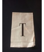 New Oatmeal Linen &amp; Cotton Hand Towel with Brown Monogrammed &quot;T&quot; or &quot;G&quot; - $13.54 CAD