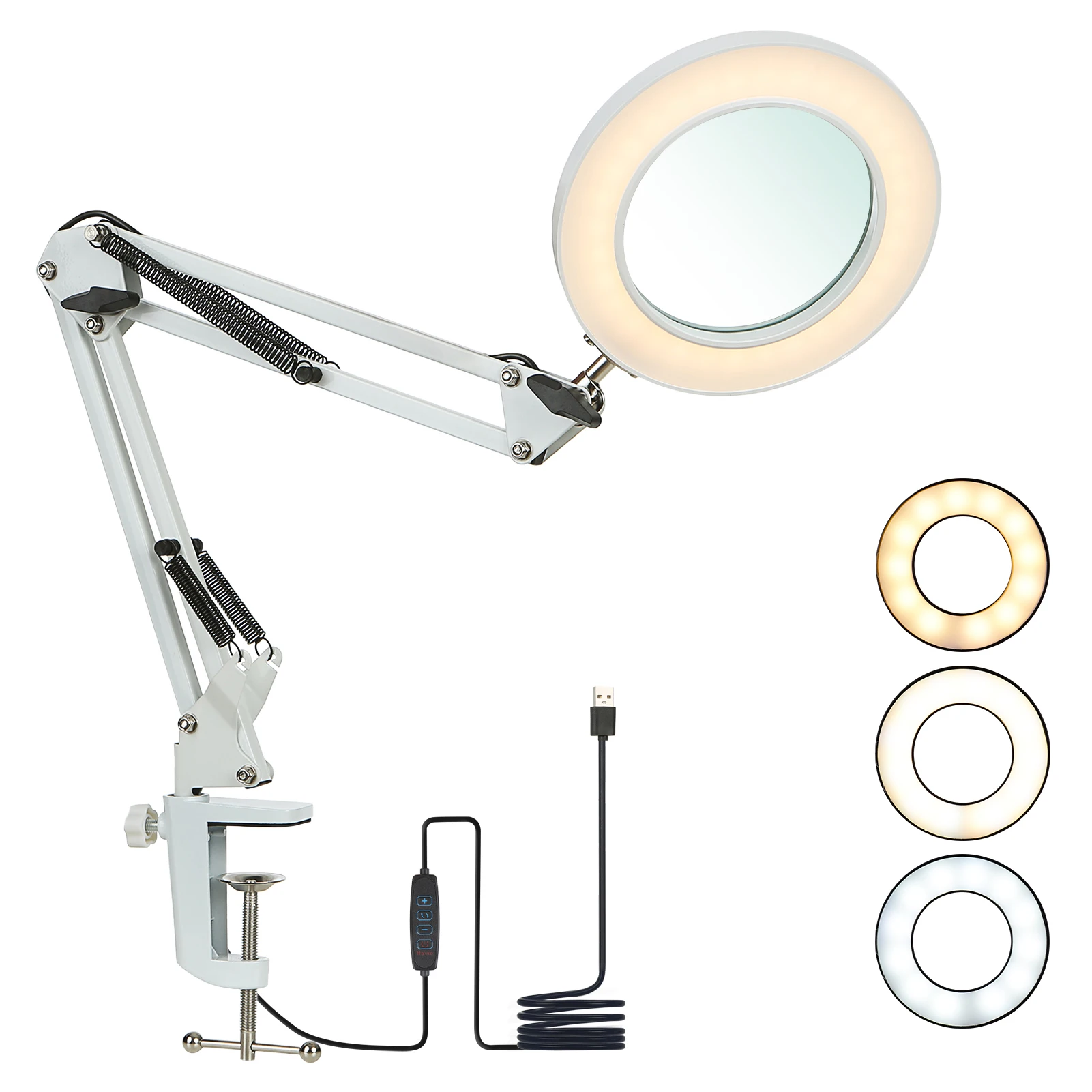 Tomshine Flexible Clamp-on Table Lamp with 8x Magnifier Swing Arm Dimmab... - $42.29+