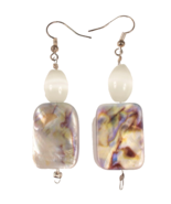 Handmade Polished Shell and Moonstone Earrings French Wire Silverplate Boho - €8,61 EUR