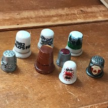 Vintage Mixed Lot of 8 Wood Metal &amp; Porcelain Thimbles for Collecting – ... - £9.02 GBP