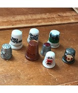 Vintage Mixed Lot of 8 Wood Metal &amp; Porcelain Thimbles for Collecting – ... - £8.88 GBP