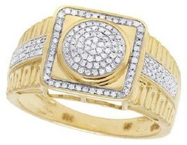 Men&#39;s 14K Yellow Gold Over Round Cut Diamond Engagement Wedding Pinky Band Ring - £106.29 GBP