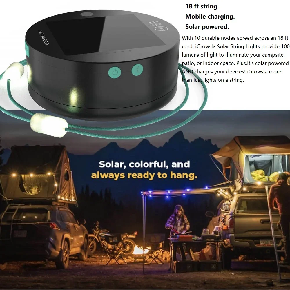 Outdoor Camping Light USB Rechargeable Solar String Lights LED Camping Lamp - £32.39 GBP