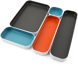 Three By Three Seattle 5 Piece Metal Organizer, 1 Inch, Gray, Sky Blue, ... - $31.93