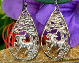 Vintage Horse Unicorn Sterling Silver 925 Diamond Cut Pierced Earrings - £22.41 GBP