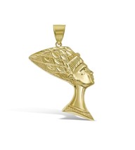 10k Yellow Gold Egyptian Queen Nefertiti Pendant 2.1&quot; - $360.36