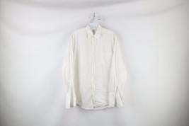 Vtg 60s Mens Large French Cuff Collared Long Sleeve Button Dress Shirt White USA - £35.76 GBP
