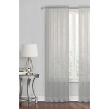 Rod Pocket Window Curtain Panel Sheer Voile 120&quot;L x 59&quot; W Gray Silver Home Decor - £9.41 GBP