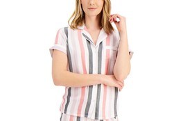Alfani Womens Printed Notch Collar Pajama Top Only,1-Piece,Bold Stripe Size 2XL - £39.14 GBP
