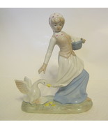 Girl &amp; Goose Porcelain Figurine #3080 Lenwile Ardalt Artware Taiwan - $33.63 CAD