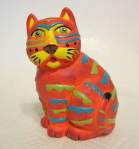 Decorative Cat Wood Figurine Bright Colors Philippines - £19.76 GBP