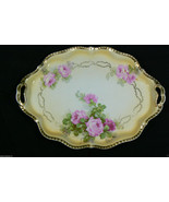 Antique Royal Rudolstadt Prussia Pink Roses Cream Gold trim Porcelain Pl... - £114.74 GBP