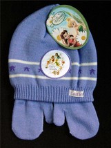 DISNEY Hat Mittens Girls 2-3X Blue or Purple Fairy Friends Toddler Tinker Bell - £9.46 GBP