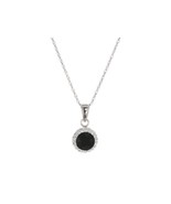 Sterling Silver Black Crystal Halo Pendant Necklace, 18&quot; (a) - £63.69 GBP