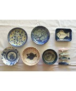 Japanese Lot of 10 small bowls and plate and fish chopstick rests - $1,492.48 MXN
