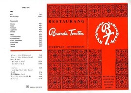 Restaurant Branda Tomten Sturplan Drinks Menu Stockholm Sweden 1980 6 La... - £14.10 GBP