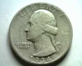 1934 HEAVY MOTTO WASHINGTON QUARTER VERY FINE VF NICE ORIGINAL COIN BOBS... - $13.00