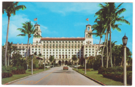 Vtg Postcard-Breakers Hotel Palm Beach FL-American Flag-Old Car-Chrome-FL2 - £1.88 GBP