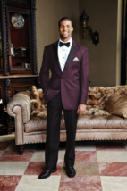 Plum Tuxedo Jacket with Black Peak Lapels Traditional Fit - €216,55 EUR