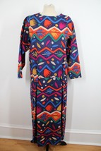 Vtg Monsoon 10 Colorful Wool Geometric Drop Waist Dress Flaws Mend - £20.79 GBP
