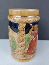 Vintage  German Beer Stein Mug Man W/Flute Woman Dancing 5.5” - £15.81 GBP