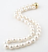 South Sea Pearl 19 inch 9.5mm - 11mm White Strand 14k Yellow Gold Closure - £1,655.41 GBP