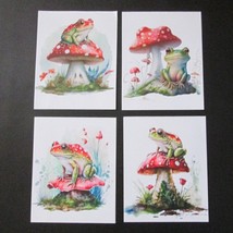 Frog And Mushrooms 4 Canvas Print Lot Bright Colorful 8 x 10 Unframed - $29.68