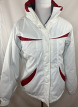 Champion C9 Winter Coat Small Hooded Lined Insulated Pockets White with Red Trim - £18.15 GBP