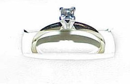 14K .22Ct Diamond Princess Solitaire Ring Engagement Size 6.5 Yellow Gold Vintag - £311.74 GBP