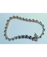10K 3.00Ct Blue Sapphire Diamond Swirl Bracelet Yellow &amp; White Gold 58 B... - £471.61 GBP