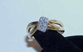 14K .25ct Diamond Pave Ring Sz 7 YG Crazy Bypass Modernist Vintage Mid C... - £355.89 GBP