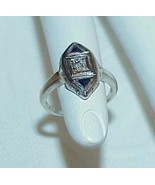 14k Diamond Blue Sapphire Triangle Ring Art Deco Antique - £231.80 GBP