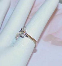 Antique 14K .60ct Diamond Pear Solitaire Ring Size 5 Yellow &amp; White Gold Vintage - £707.71 GBP