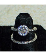 14kt 1.00Ct Diamond 2 Ring Wedding Set  Love Inside ring with Diamond  V... - $35,567.97 MXN
