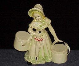 Sunbonnet Girl Pottery Figurine Hat Box California Pottery 40&#39;s 50&#39;s Vintage - £119.89 GBP